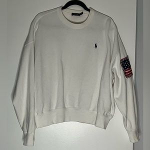 Polo Ralph Lauren Womens Embroidered USA Flag Oversized Sweatshirt Size L